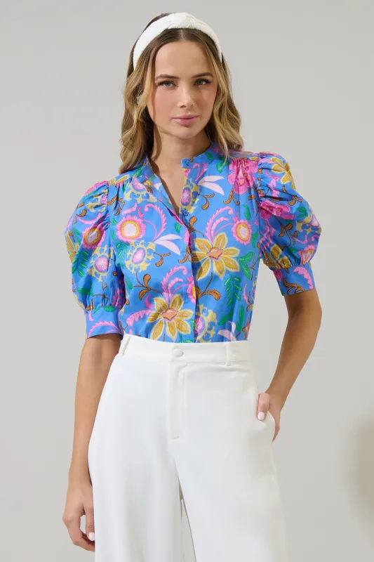 Faro Floral Klina Drape Sleeve Top sold by Sugarlips