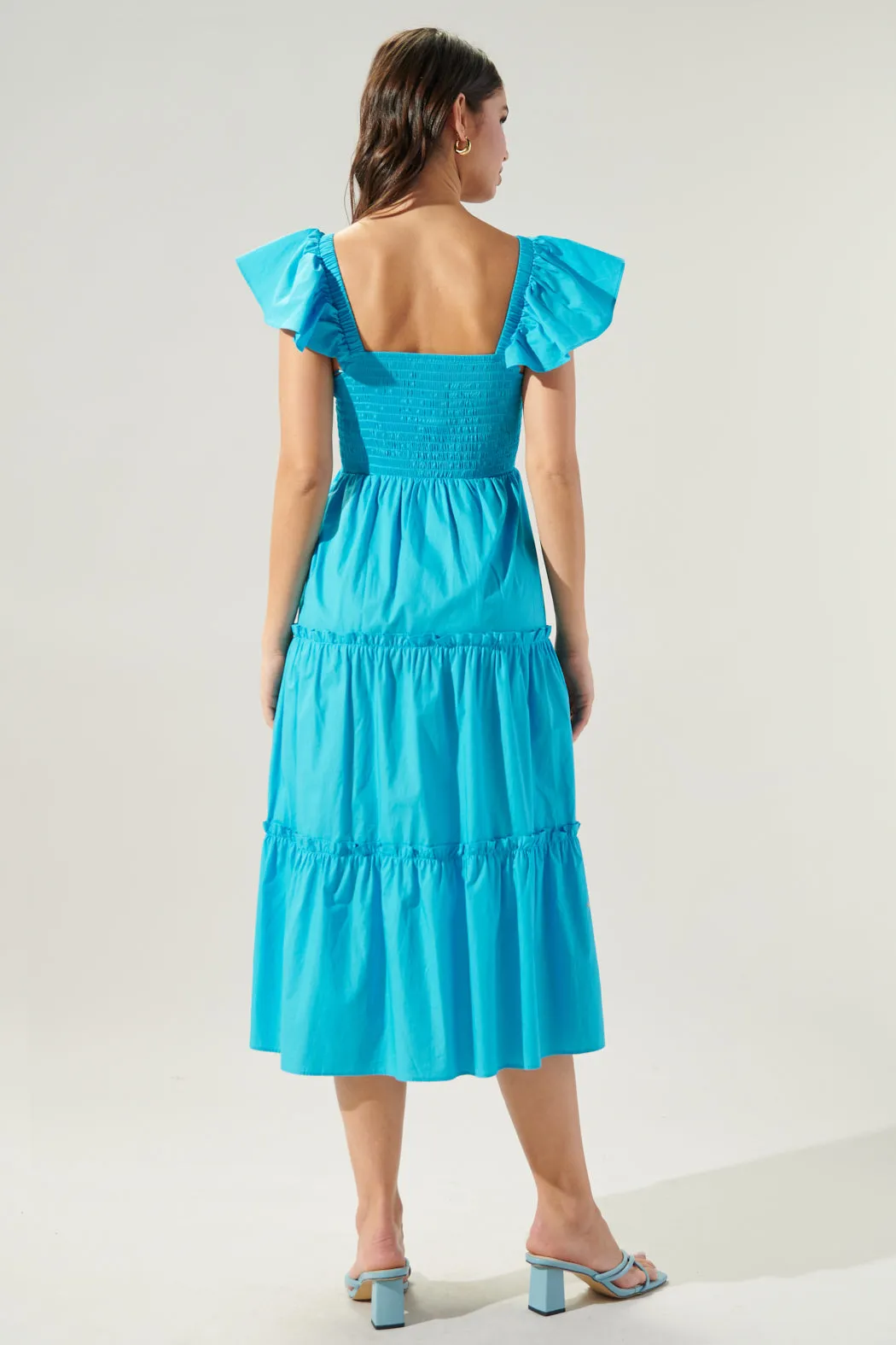 Lou Smocked Tiered Midi Dress sold by Sugarlips product image thumbnail 4