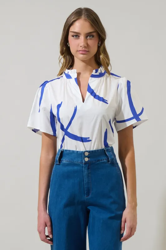 Dorma Strokes Reva Split Neck Top made by Sugarlips