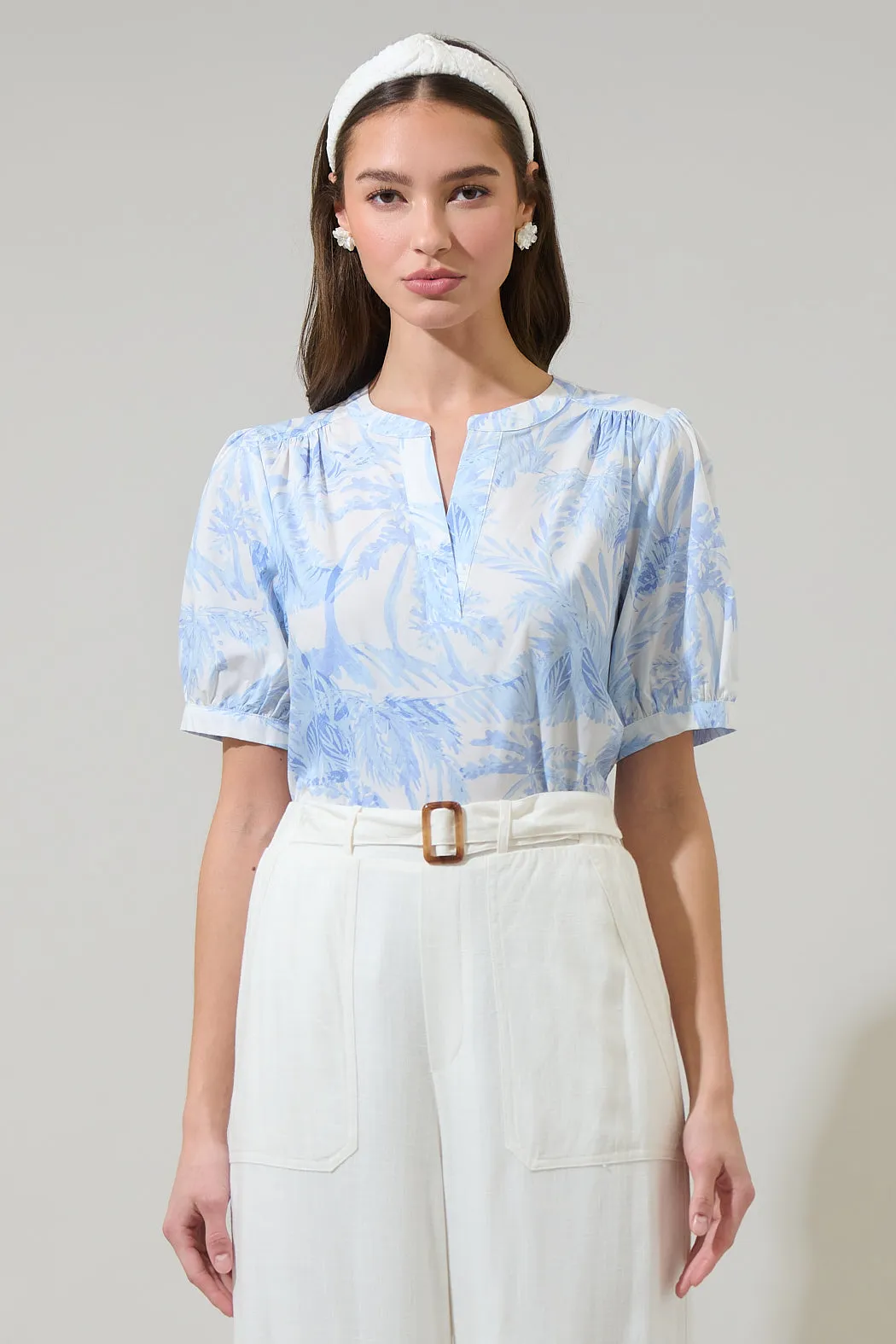 Poly Leaf Neli Split Neck Top sold by Sugarlips