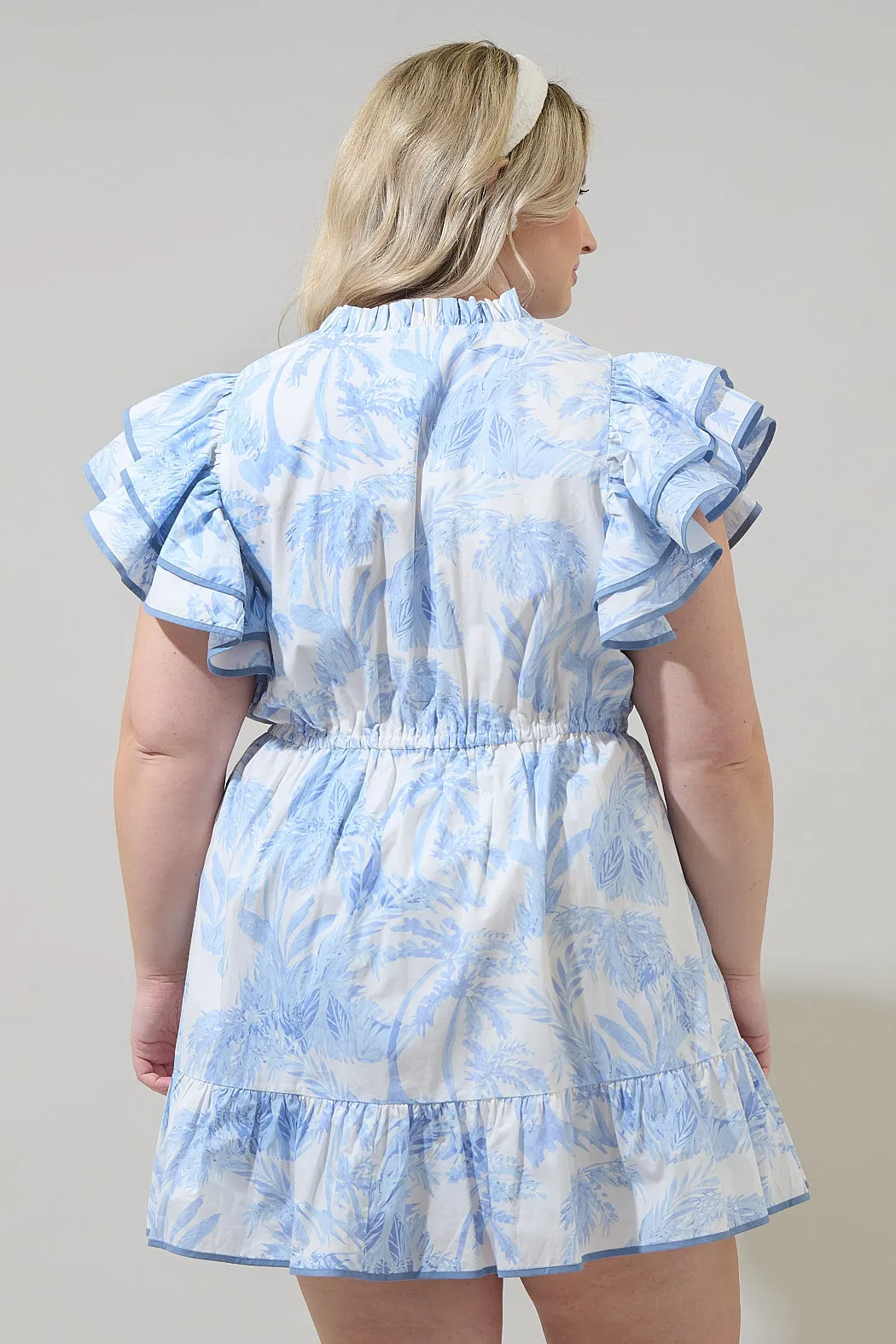 Poly Leaf Alina Ruffle Shift Mini Dress Curve sold by Sugarlips product image thumbnail 2