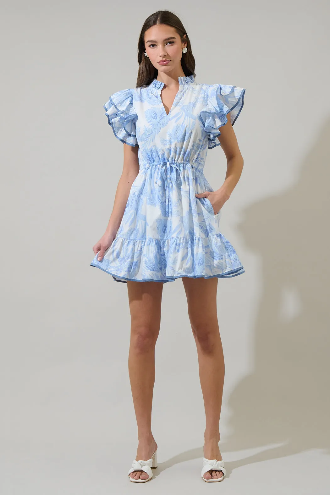 Poly Leaf Alina Ruffle Shift Mini Dress sold by Sugarlips product image thumbnail 4