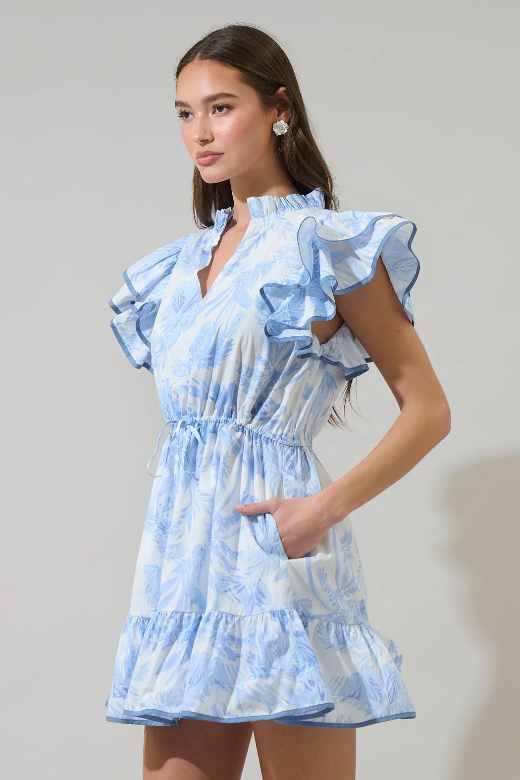 Poly Leaf Alina Ruffle Shift Mini Dress sold by Sugarlips product image thumbnail 3