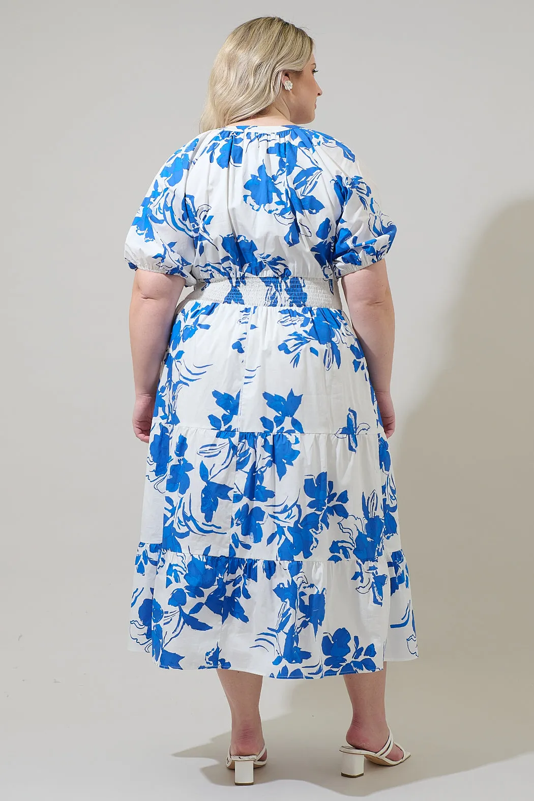 Aby Floral Hacienda Puff Sleeve Midi Dress Curve sold by Sugarlips product image thumbnail 2