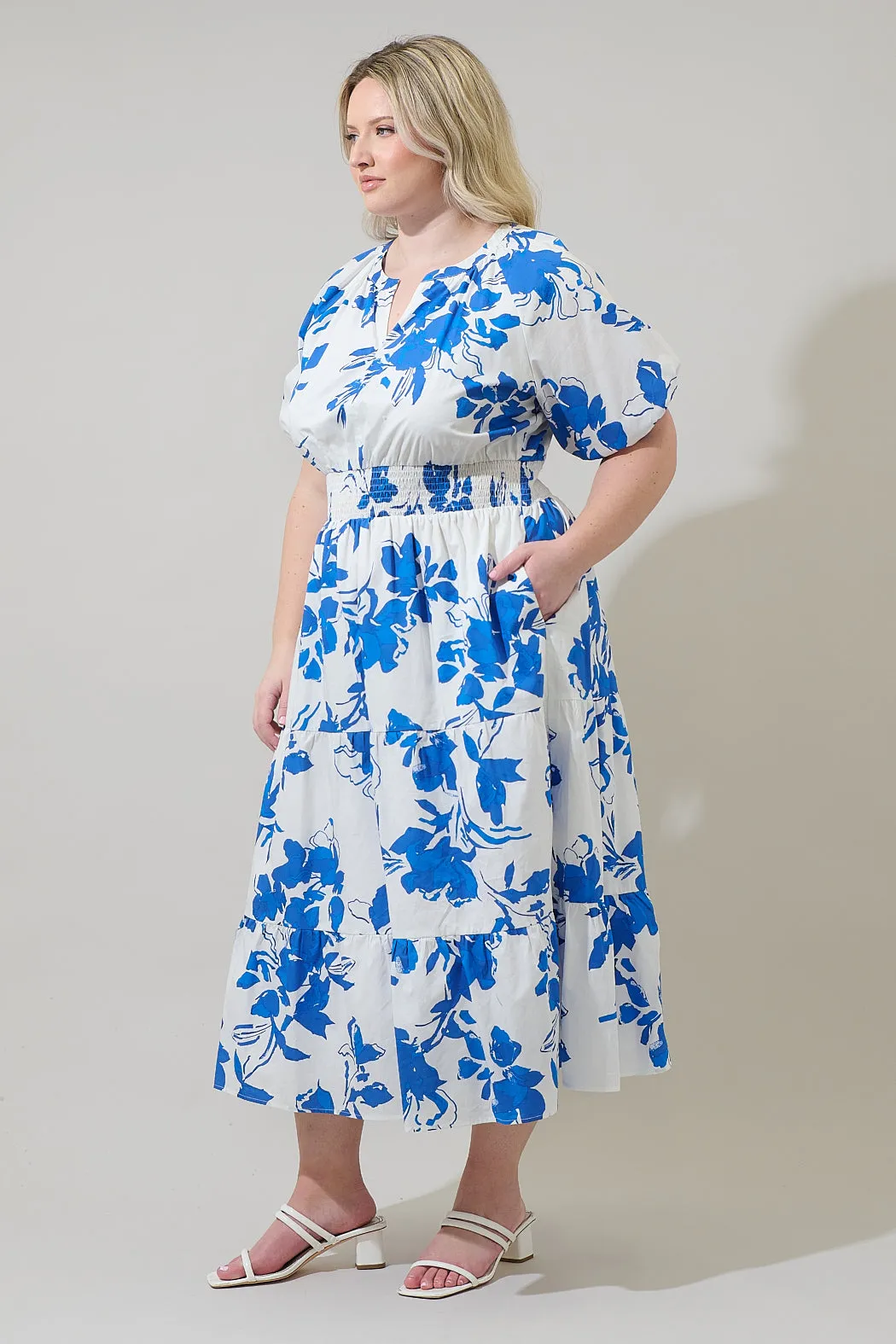 Aby Floral Hacienda Puff Sleeve Midi Dress Curve sold by Sugarlips product image thumbnail 3