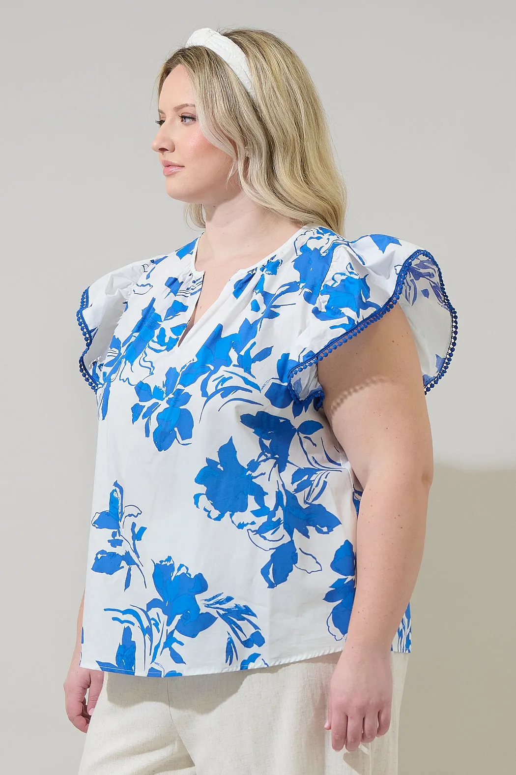 Aby Floral Carya Ruffle Poplin Top Curve sold by Sugarlips product image thumbnail 3
