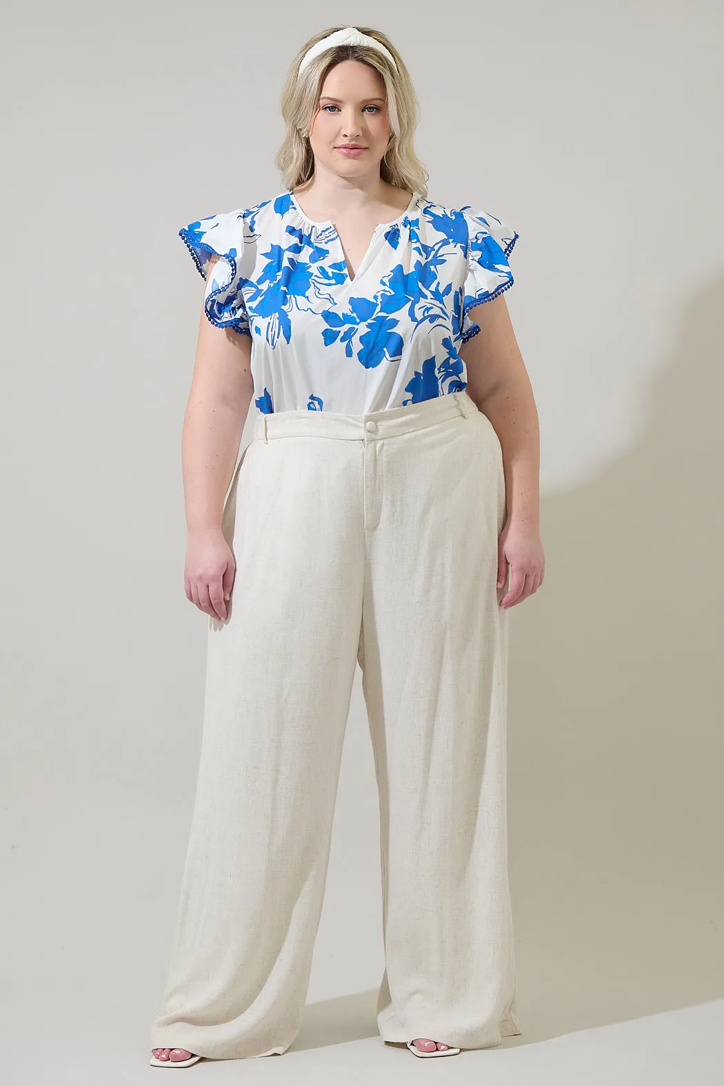 Aby Floral Carya Ruffle Poplin Top Curve sold by Sugarlips product image thumbnail 4