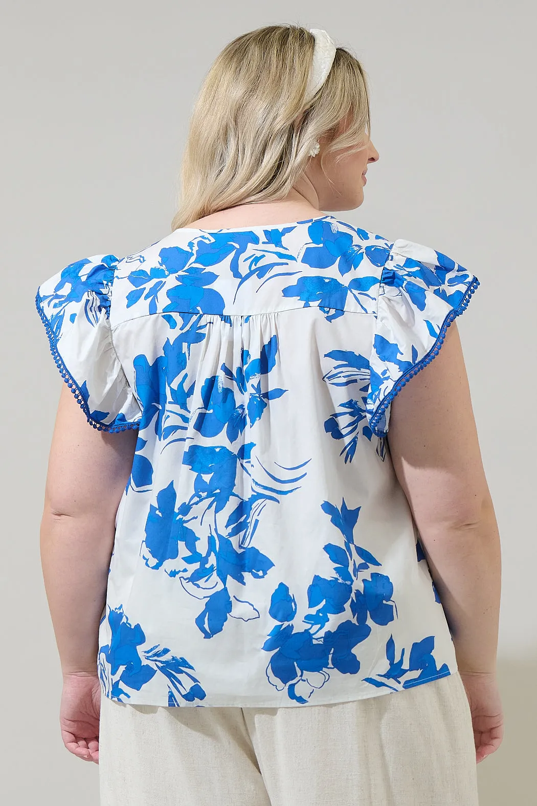 Aby Floral Carya Ruffle Poplin Top Curve sold by Sugarlips product image thumbnail 2