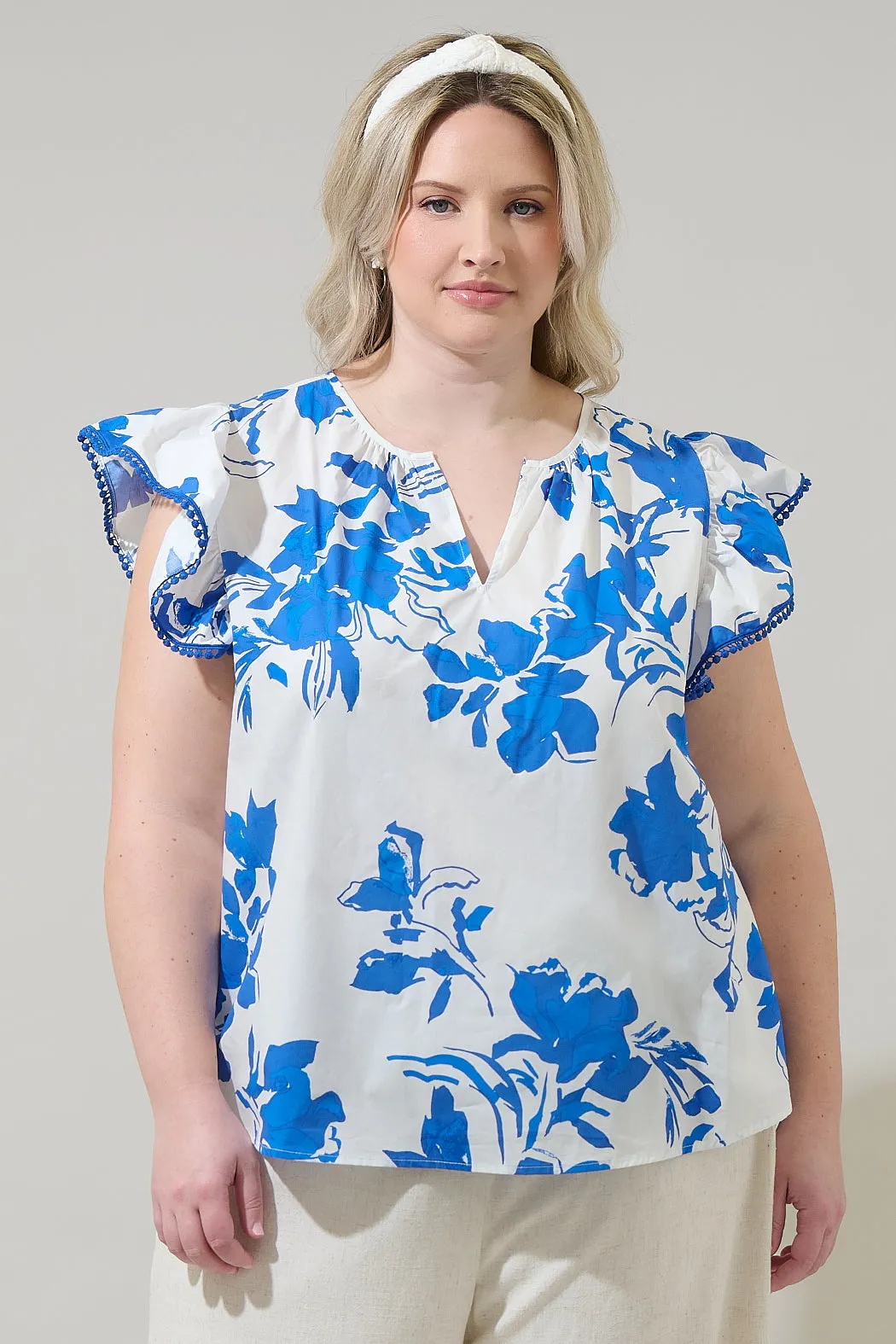 Aby Floral Carya Ruffle Poplin Top Curve sold by Sugarlips product image thumbnail 5