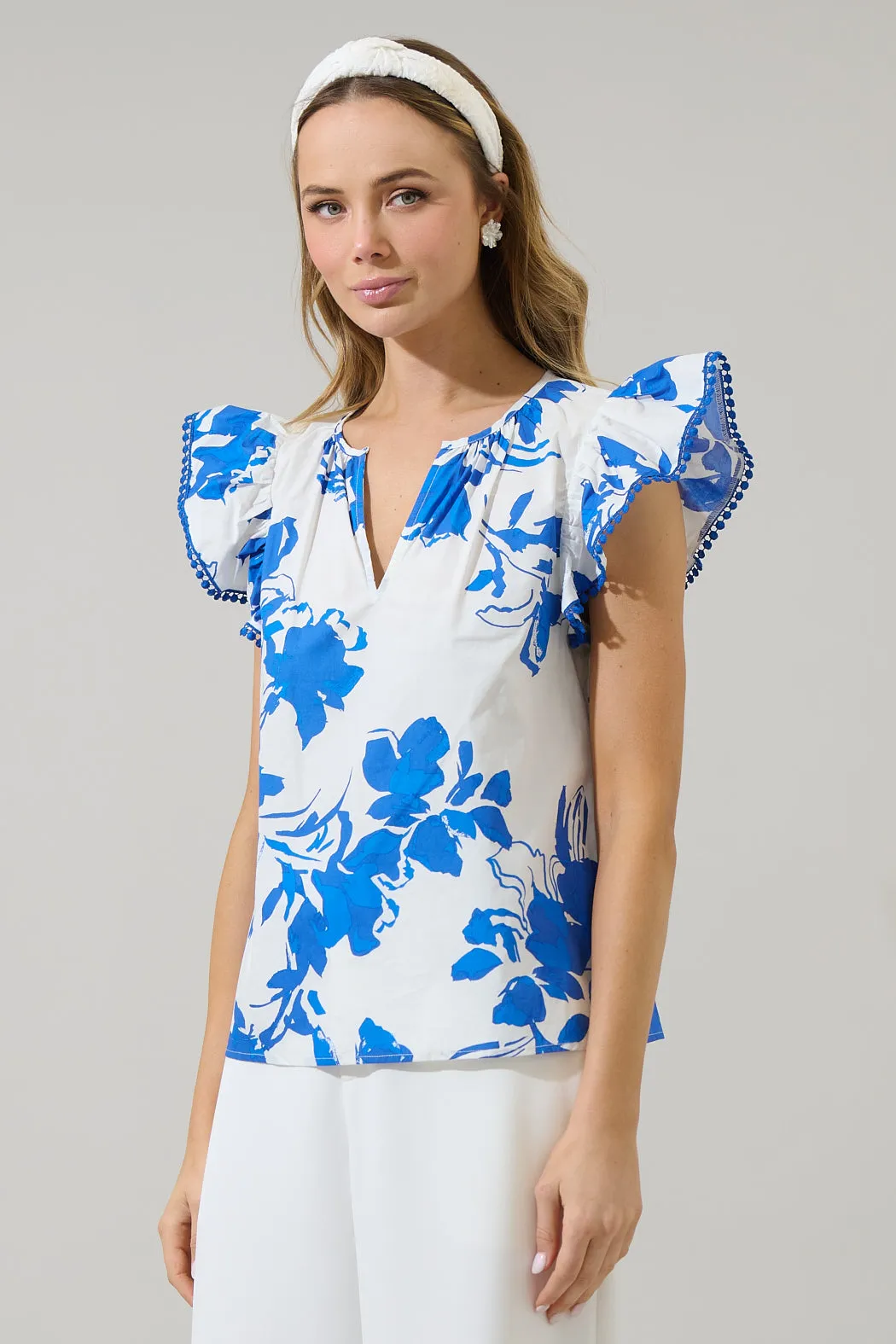 Aby Floral Carya Ruffle Poplin Top sold by Sugarlips product image thumbnail 3