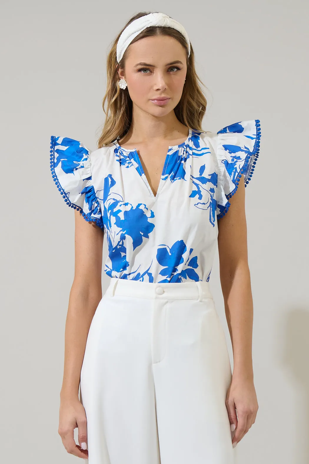 Aby Floral Carya Ruffle Poplin Top sold by Sugarlips