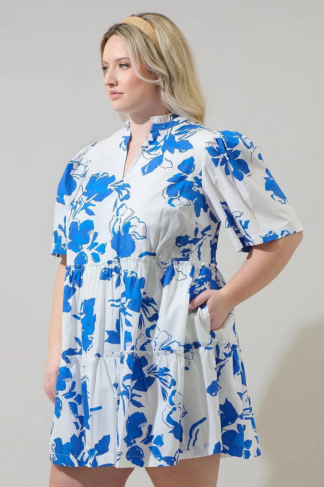 Aby Floral Dixie Split Neck Shift Dress Curve sold by Sugarlips product image thumbnail 3