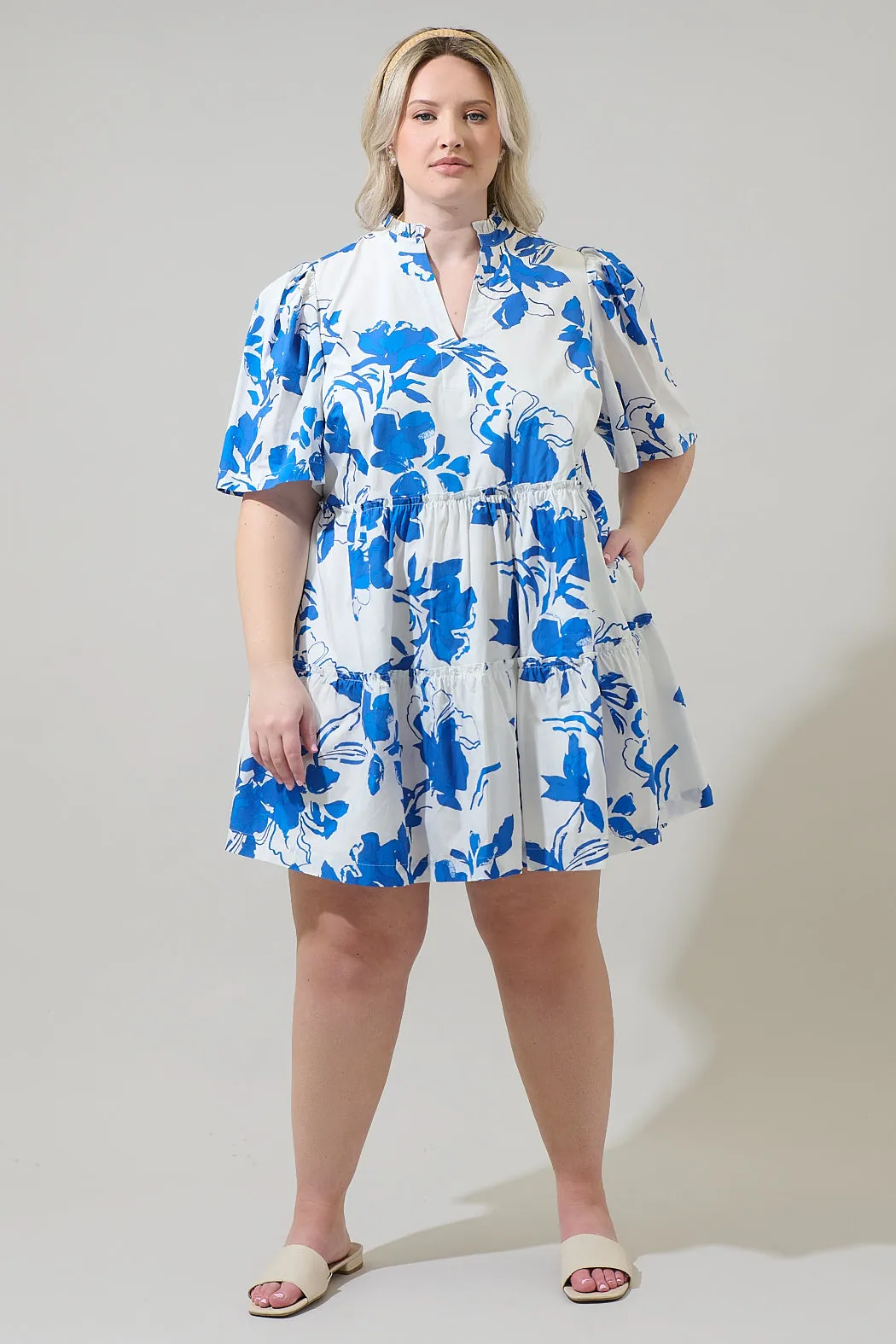 Aby Floral Dixie Split Neck Shift Dress Curve sold by Sugarlips product image thumbnail 4