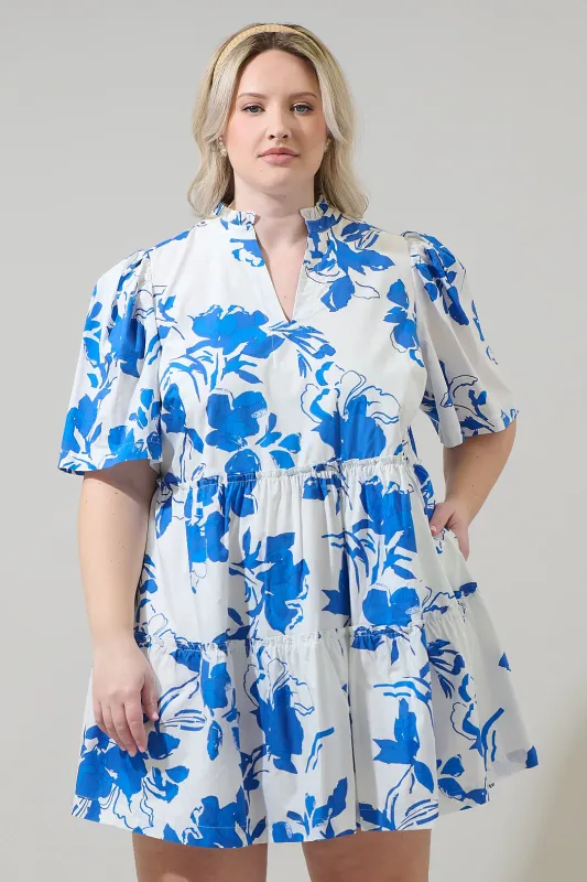 Aby Floral Dixie Split Neck Shift Dress Curve sold by Sugarlips
