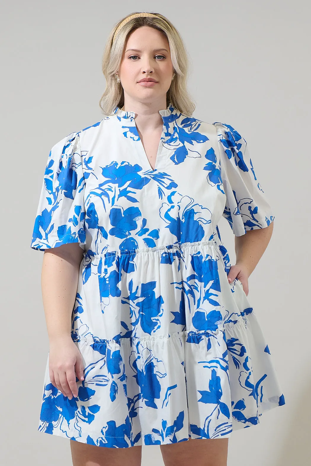 Aby Floral Dixie Split Neck Shift Dress Curve sold by Sugarlips