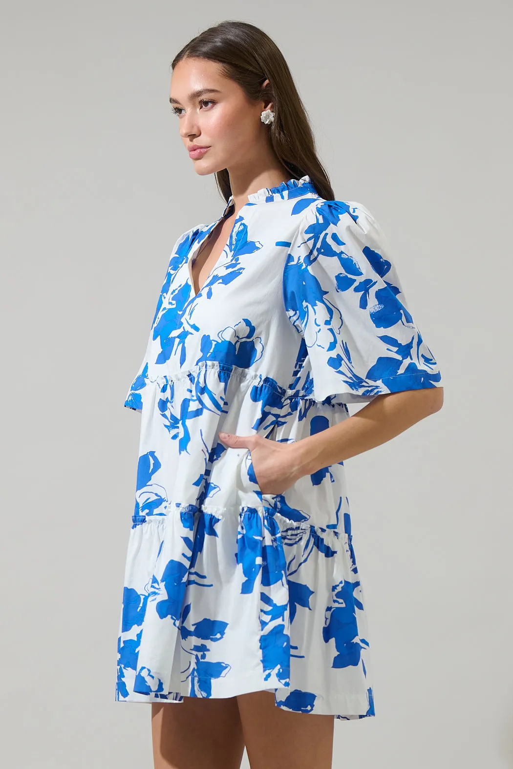 Aby Floral Dixie Split Neck Shift Dress sold by Sugarlips product image thumbnail 3