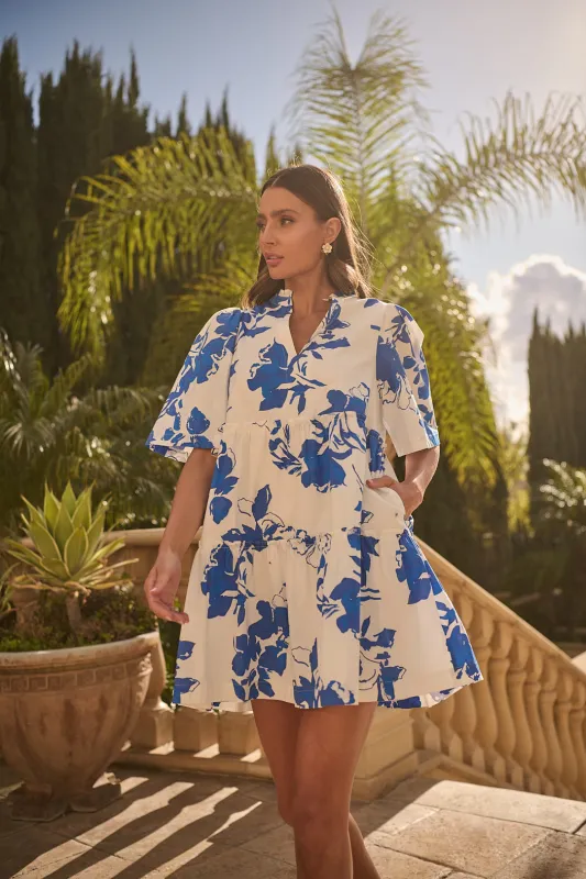 Aby Floral Dixie Split Neck Shift Dress sold by Sugarlips