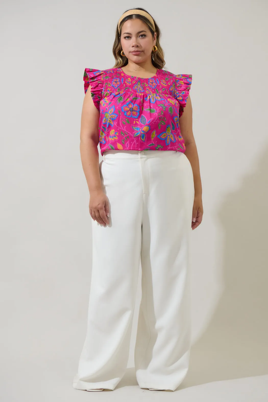 Signy Floral Tisha Smocked Ruffle Top Curve sold by Sugarlips product image thumbnail 4