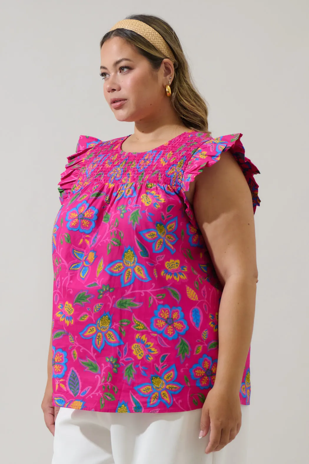 Signy Floral Tisha Smocked Ruffle Top Curve sold by Sugarlips product image thumbnail 3