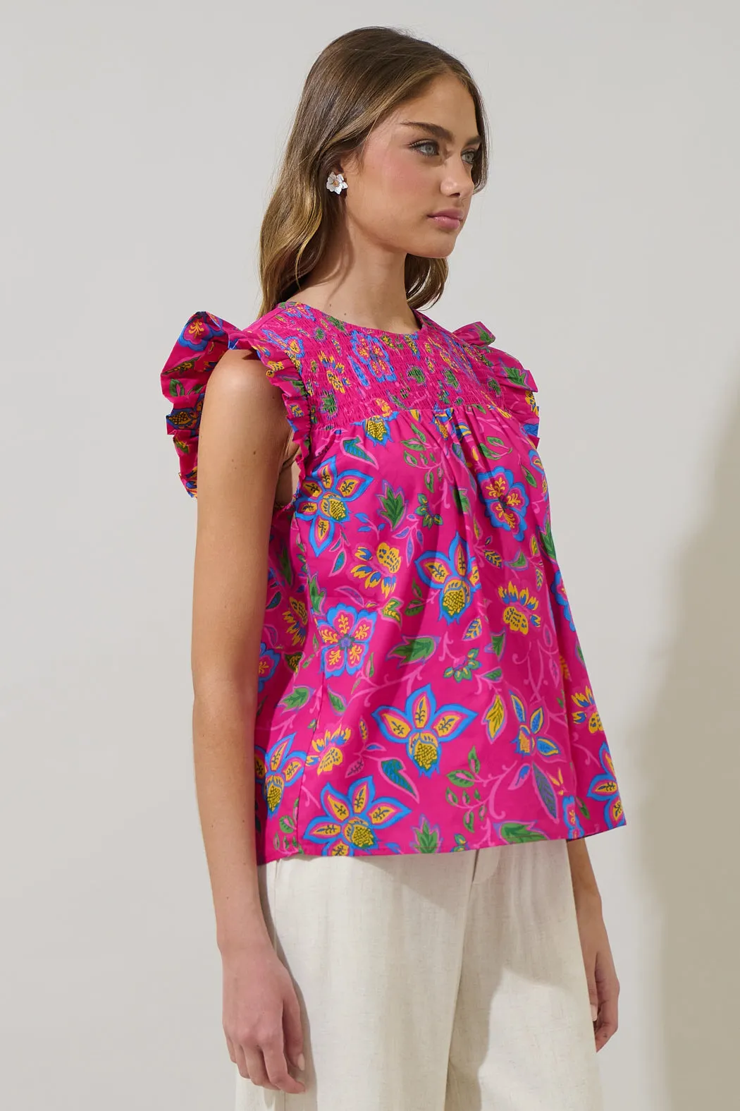 Signy Floral Tisha Smocked Ruffle Top sold by Sugarlips product image thumbnail 3