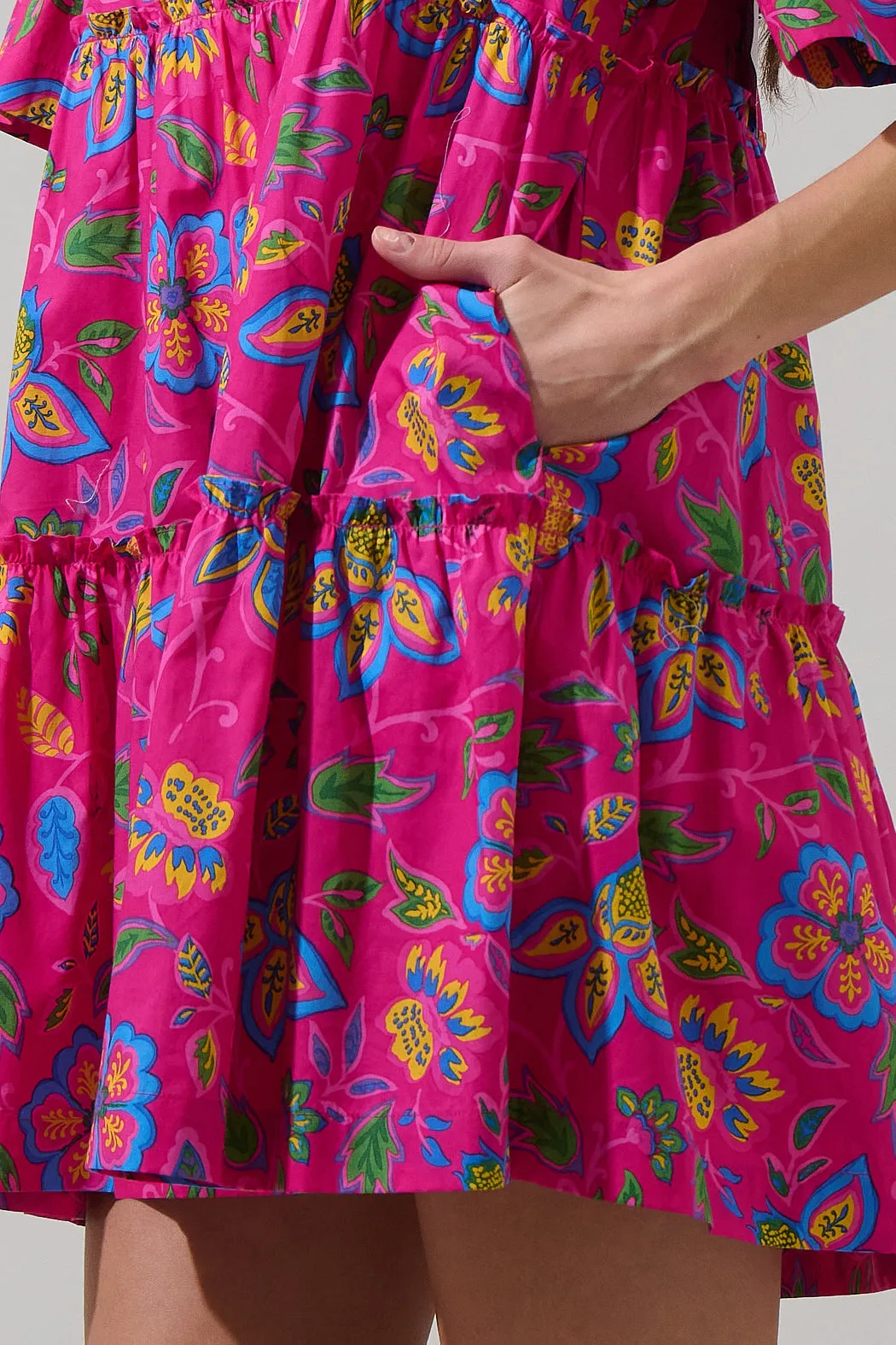 Signy Floral Dixie Split Neck Shift Dress sold by Sugarlips product image thumbnail 5