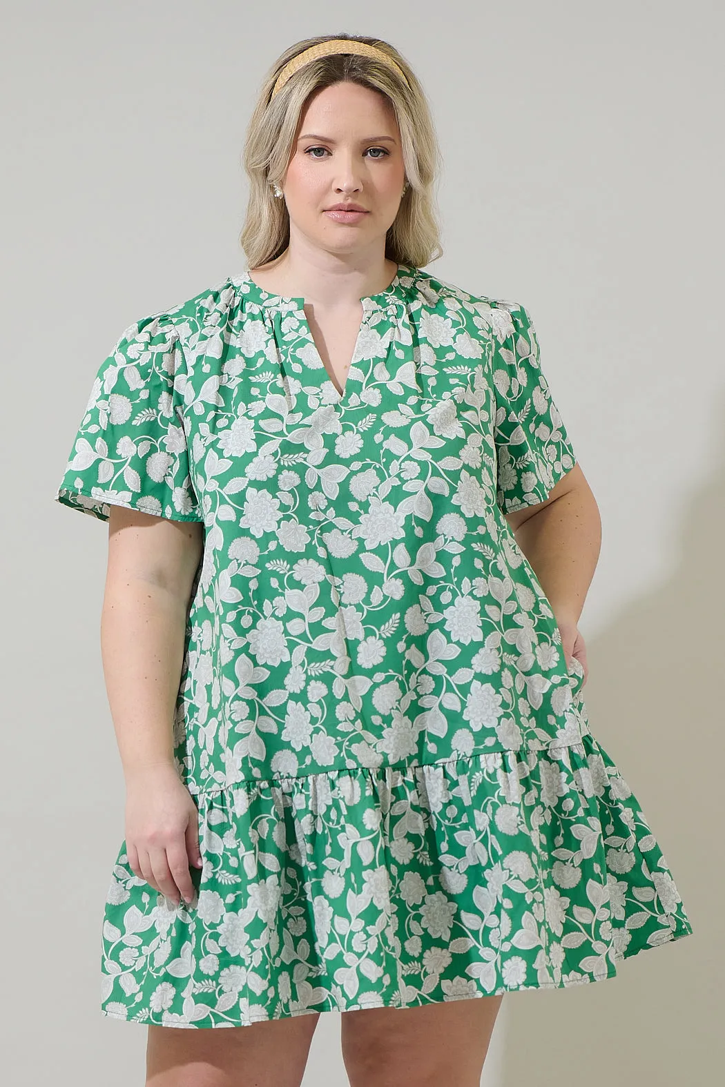 Baxley Floral Azari Shift Mini Dress Curve sold by Sugarlips