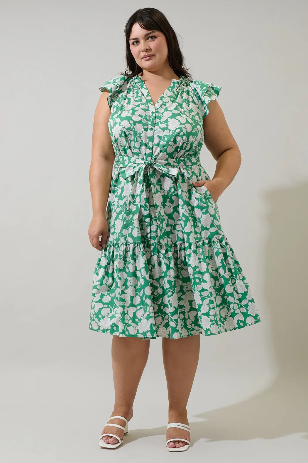 Baxley Floral Charlotte Button Midi Dress Curve sold by Sugarlips