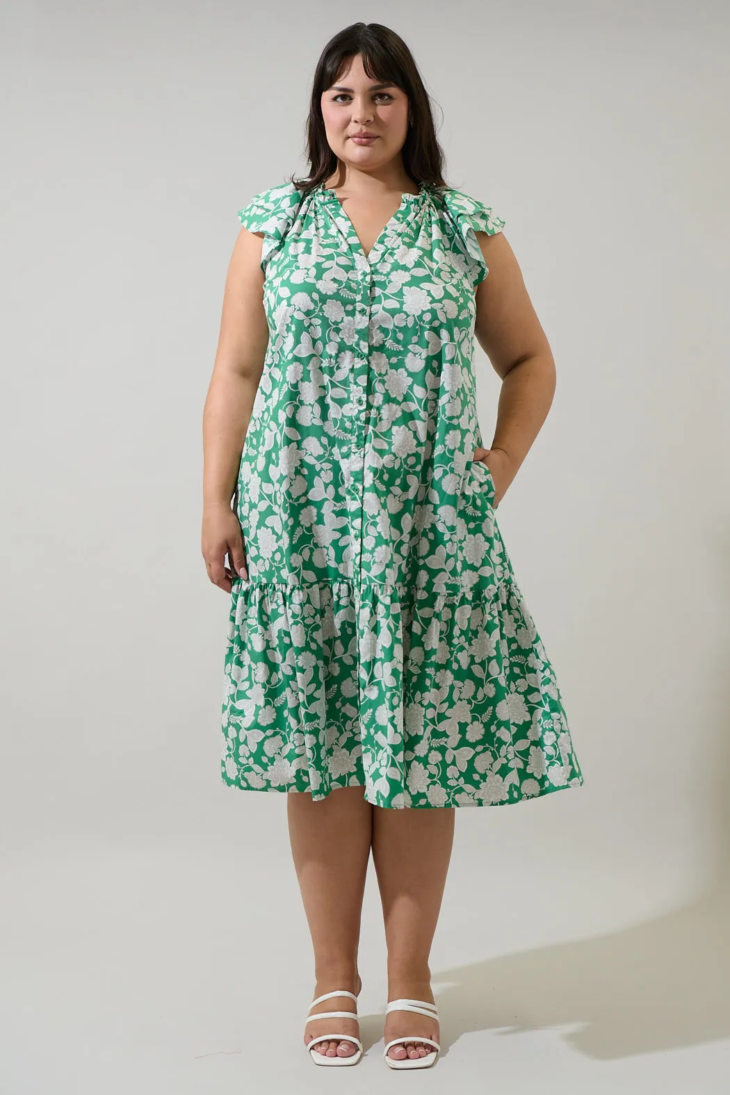 Baxley Floral Charlotte Button Midi Dress Curve sold by Sugarlips product image thumbnail 5