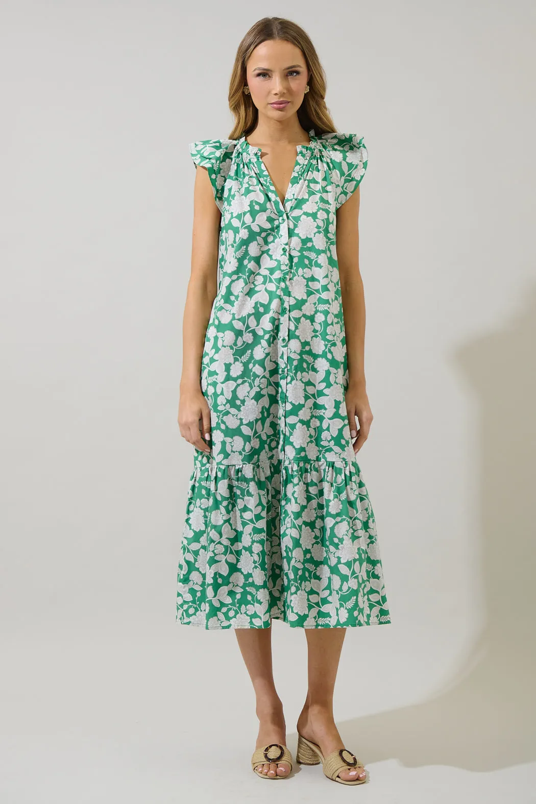 Baxley Floral Charlotte Button Midi Dress sold by Sugarlips product image thumbnail 5