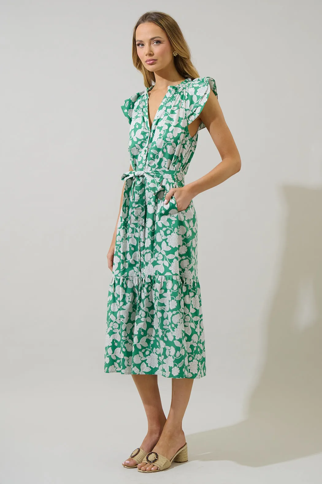 Baxley Floral Charlotte Button Midi Dress sold by Sugarlips product image thumbnail 3