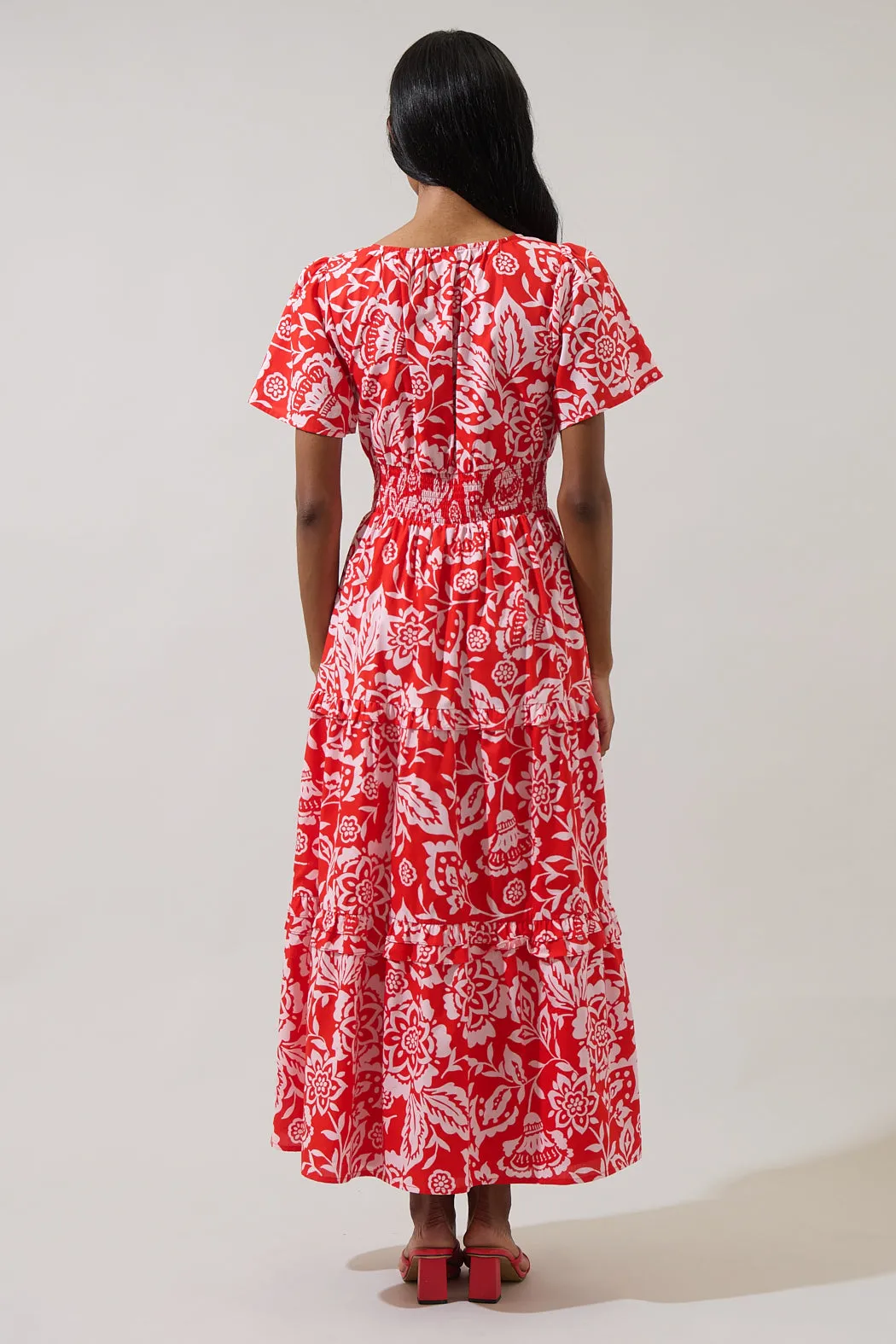 Hazen Floral Palmer Poplin Tiered Maxi Dress sold by Sugarlips product image thumbnail 2