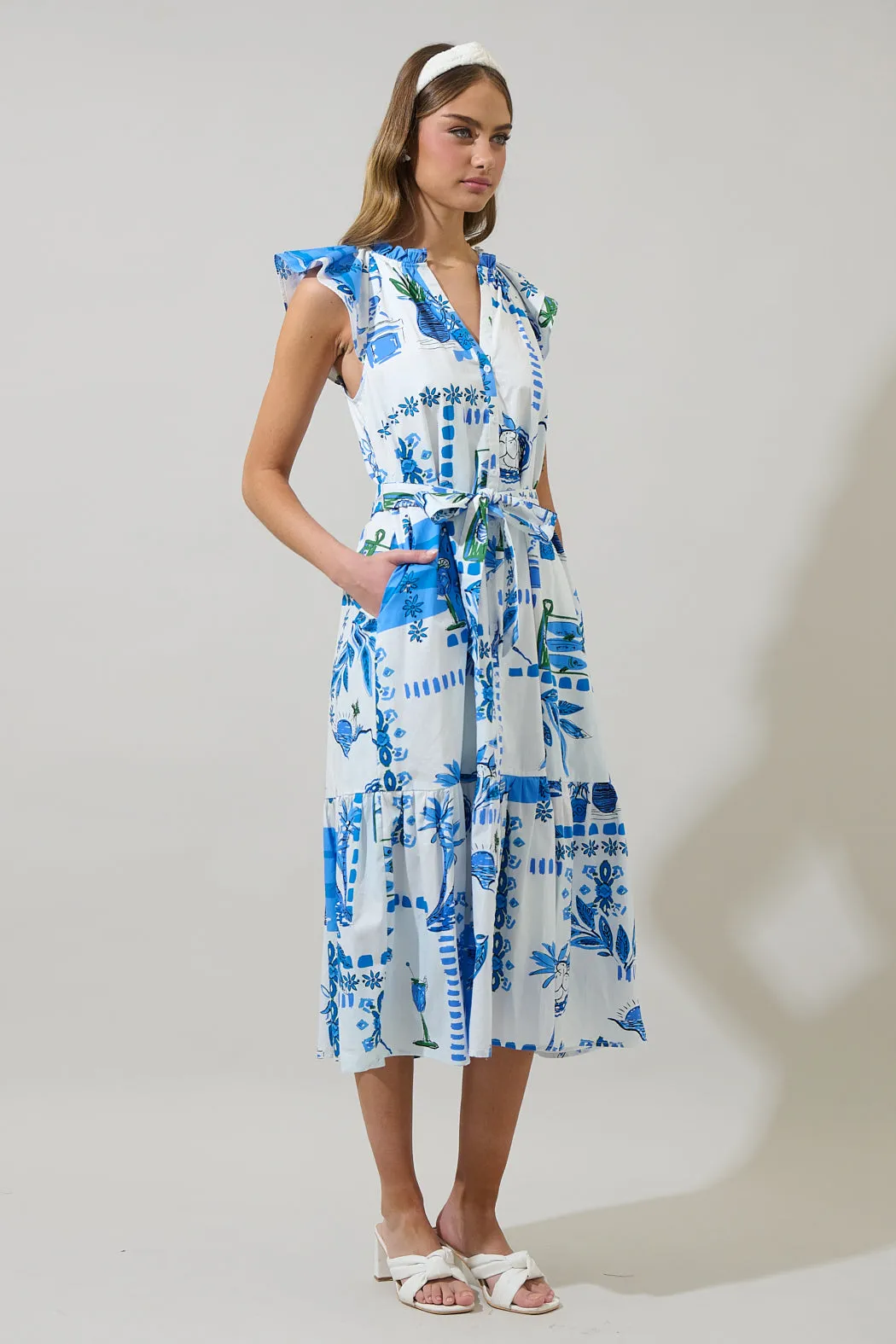 Sosy Postcard Charlotte Button Midi Dress sold by Sugarlips product image thumbnail 4