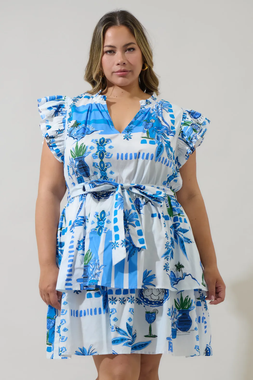 Sosy Postcard Marisol Tiered Mini Dress Curve sold by Sugarlips