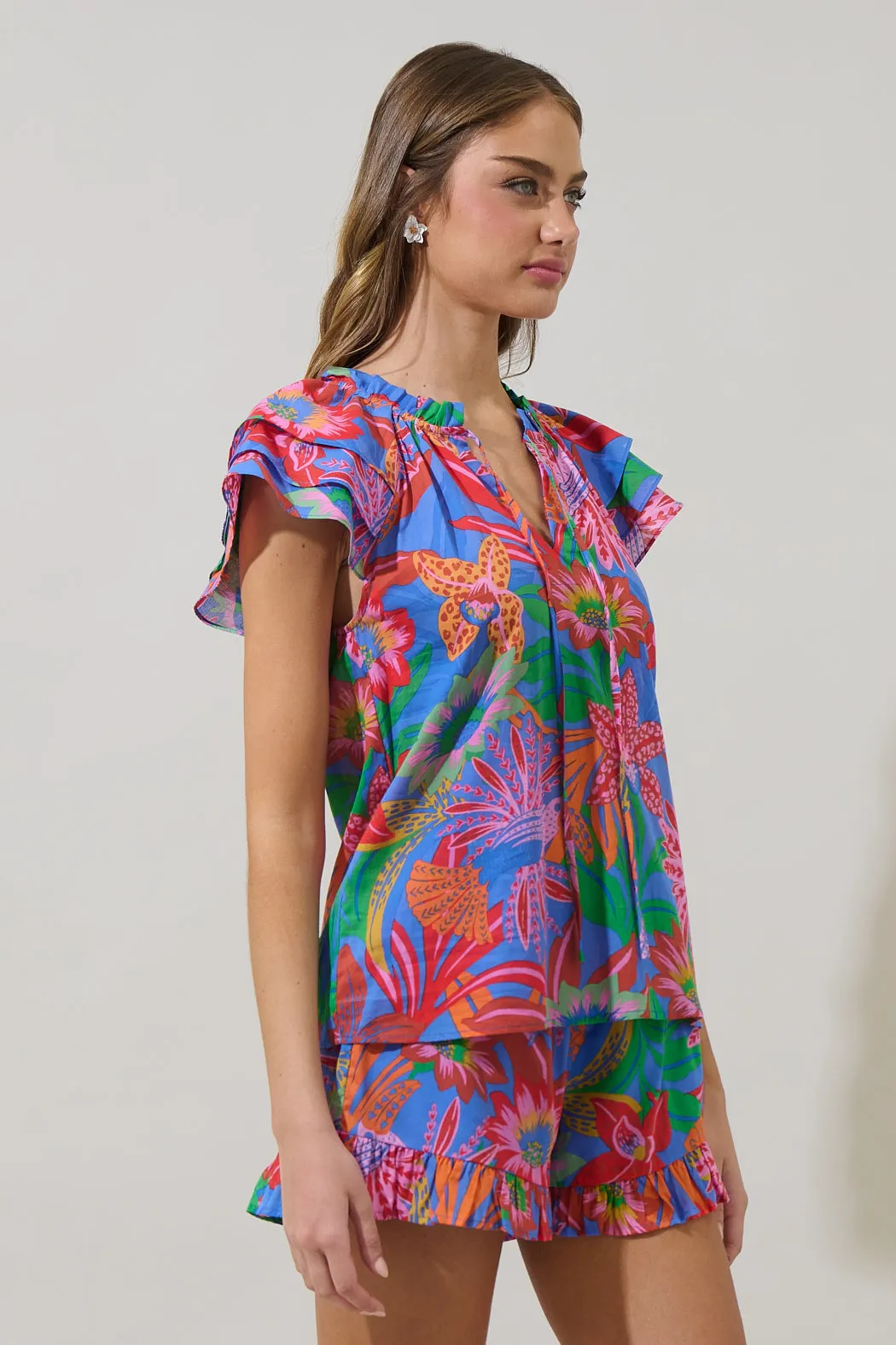 Cindal Floral Hita Ruffle Top sold by Sugarlips product image thumbnail 4