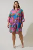 Cindal Floral Luba Oversized Shirt Mini Dress Curve sold by Sugarlips