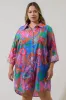 Cindal Floral Luba Oversized Shirt Mini Dress Curve sold by Sugarlips