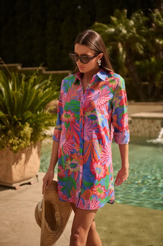 Cindal Floral Luba Oversized Shirt Mini Dress sold by Sugarlips