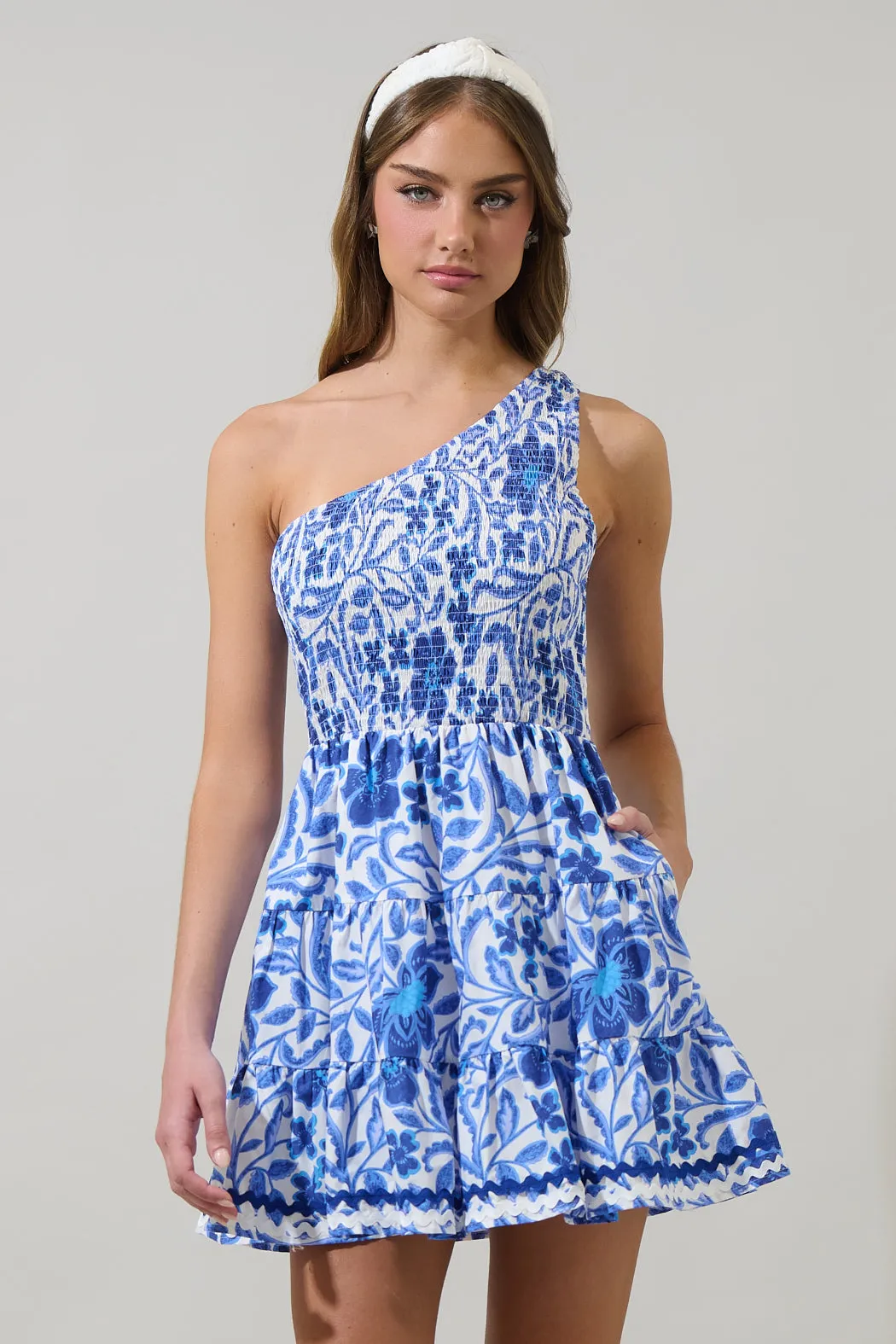 Celeste Floral Remi One Shoulder Mini Dress sold by Sugarlips