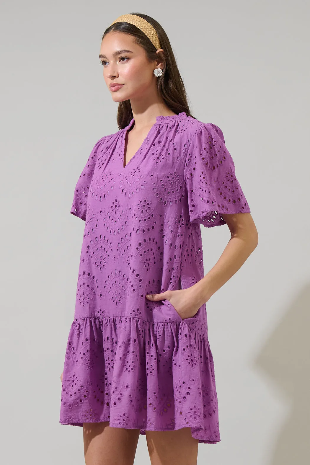 Ivy Eyelet Azari Shift Mini Dress sold by Sugarlips product image thumbnail 3