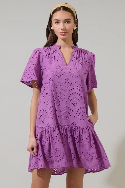 Ivy Eyelet Azari Shift Mini Dress sold by Sugarlips