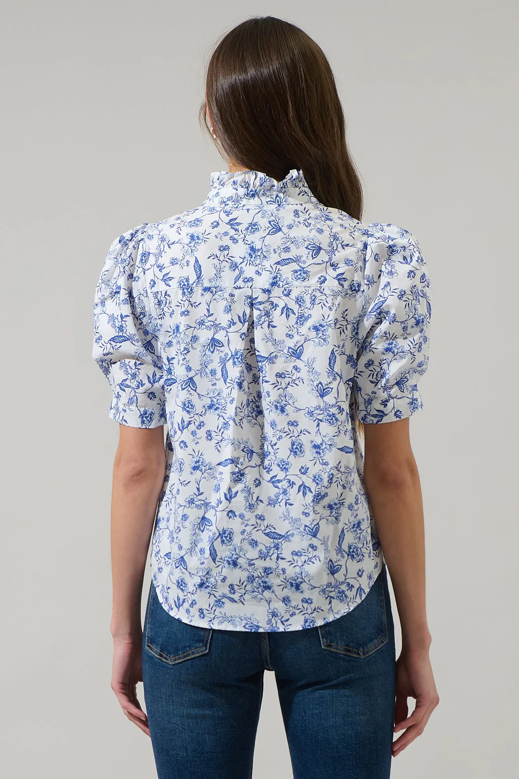 Kearny Floral Finley Ruffle Button Down Top sold by Sugarlips product image thumbnail 2