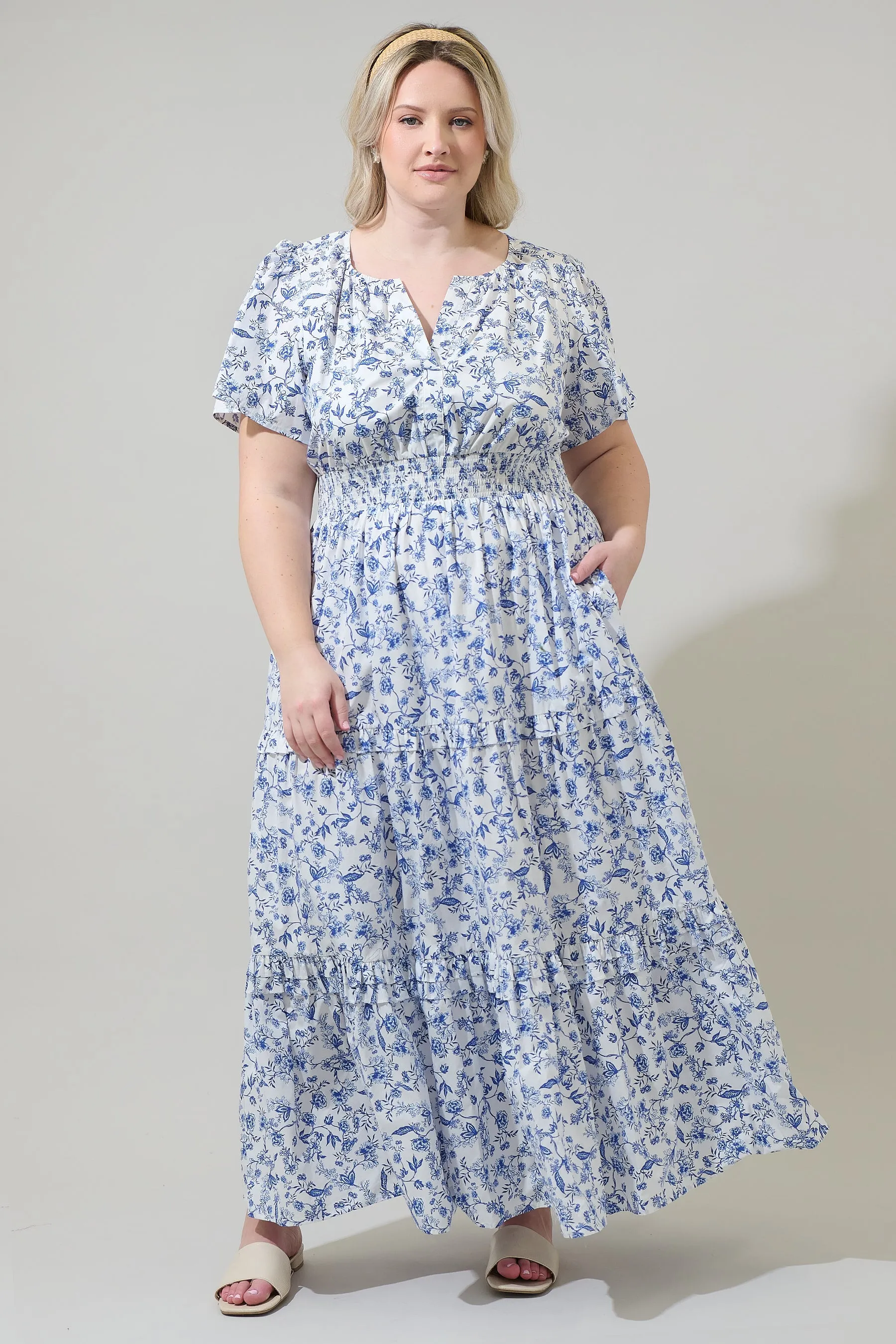 Kearny Floral Palmer Poplin Tiered Maxi Dress Curve sold by Sugarlips