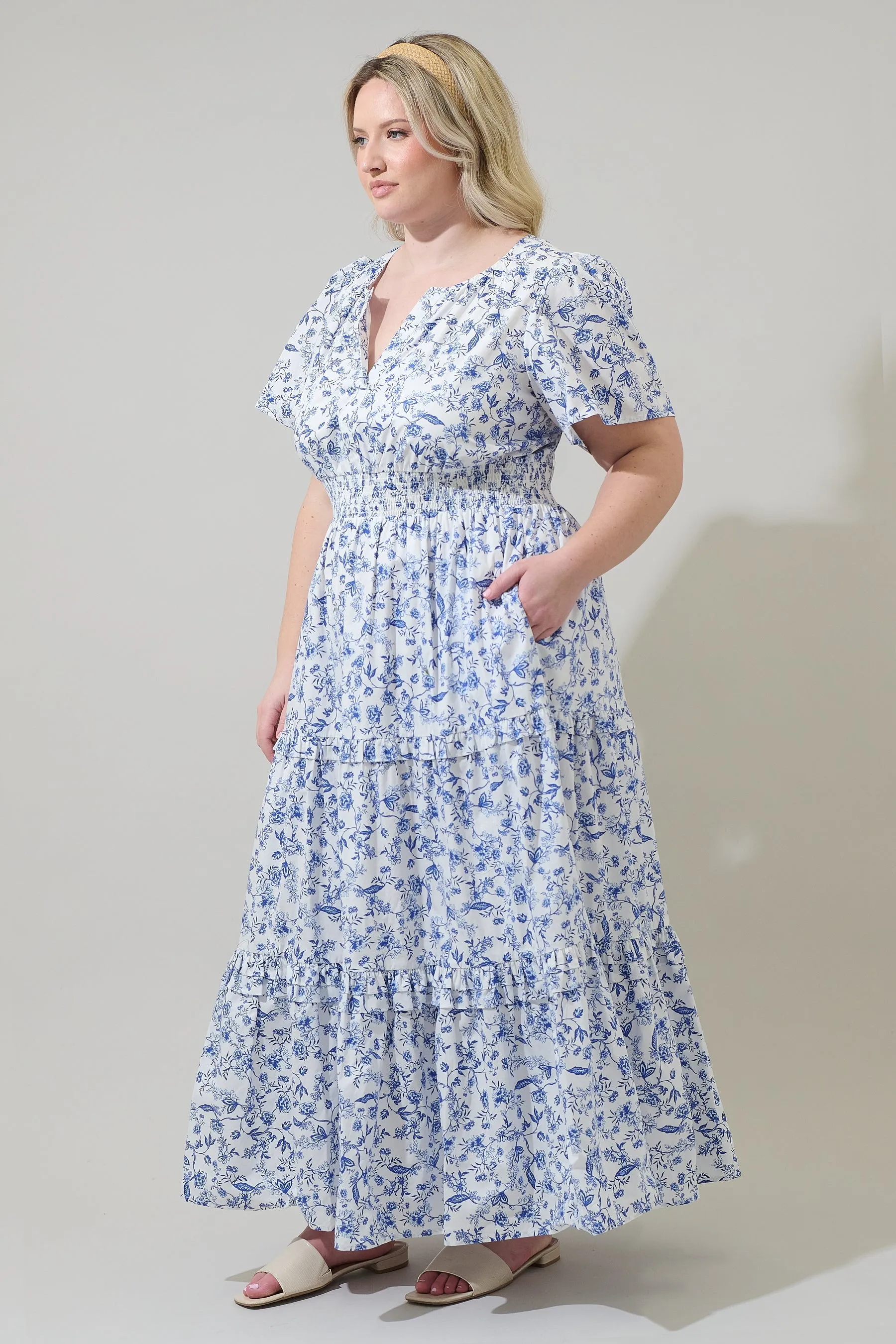 Kearny Floral Palmer Poplin Tiered Maxi Dress Curve sold by Sugarlips product image thumbnail 3