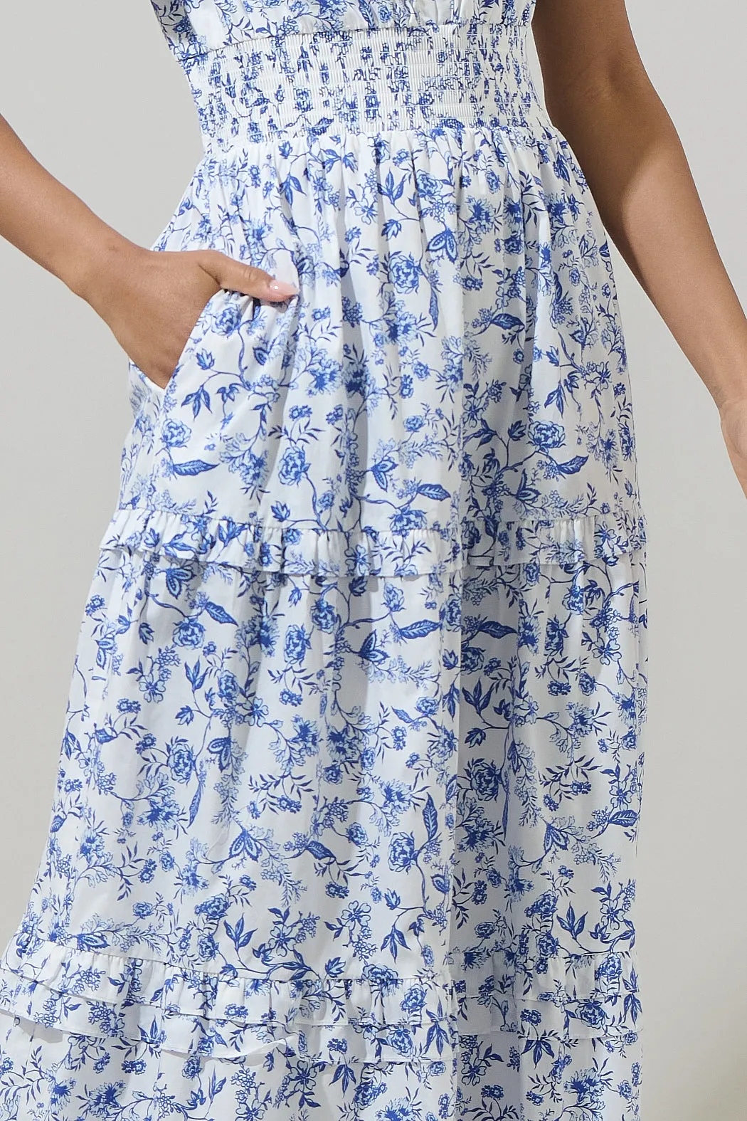 Kearny Floral Palmer Poplin Tiered Maxi Dress sold by Sugarlips product image thumbnail 5