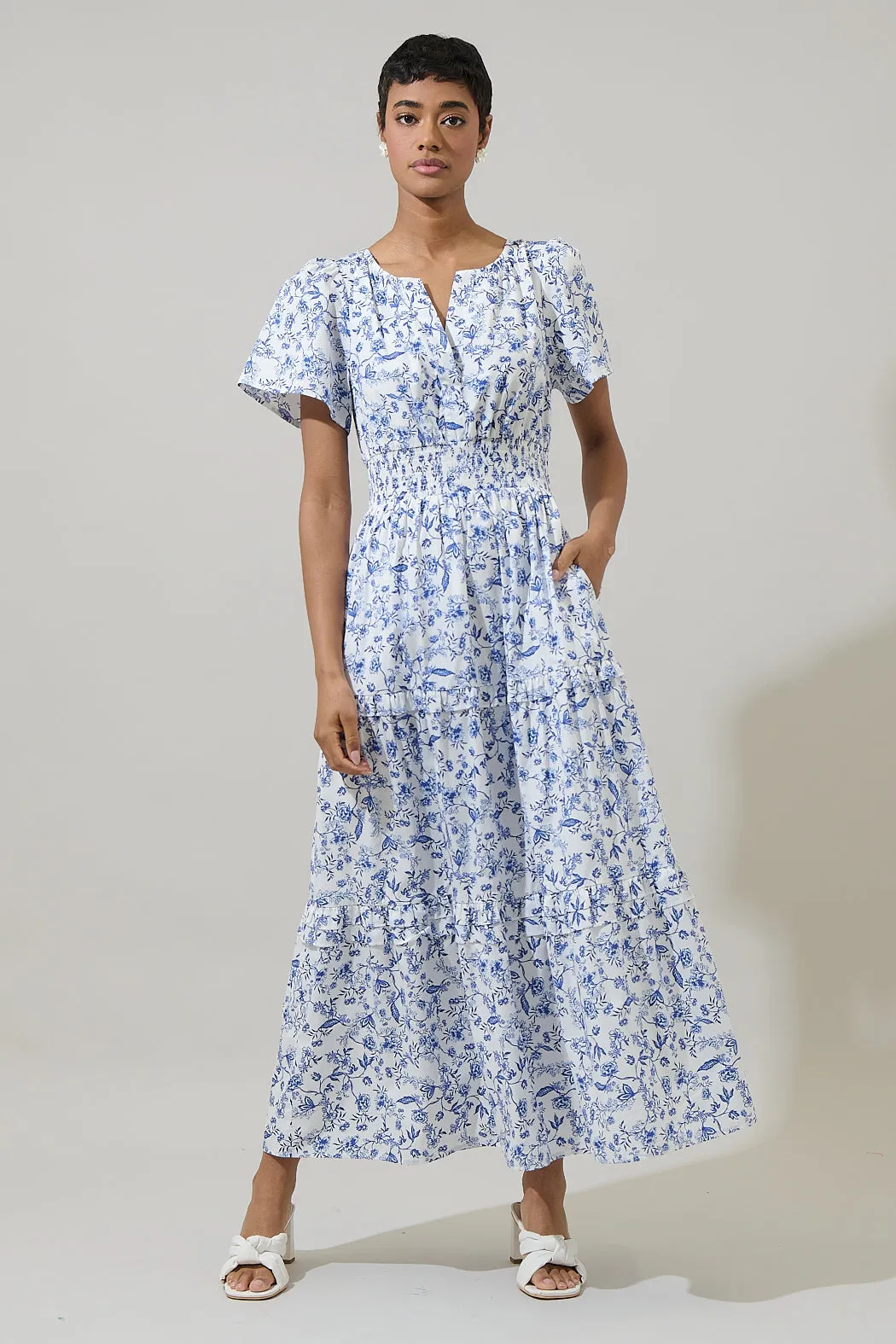 Kearny Floral Palmer Poplin Tiered Maxi Dress sold by Sugarlips product image thumbnail 2