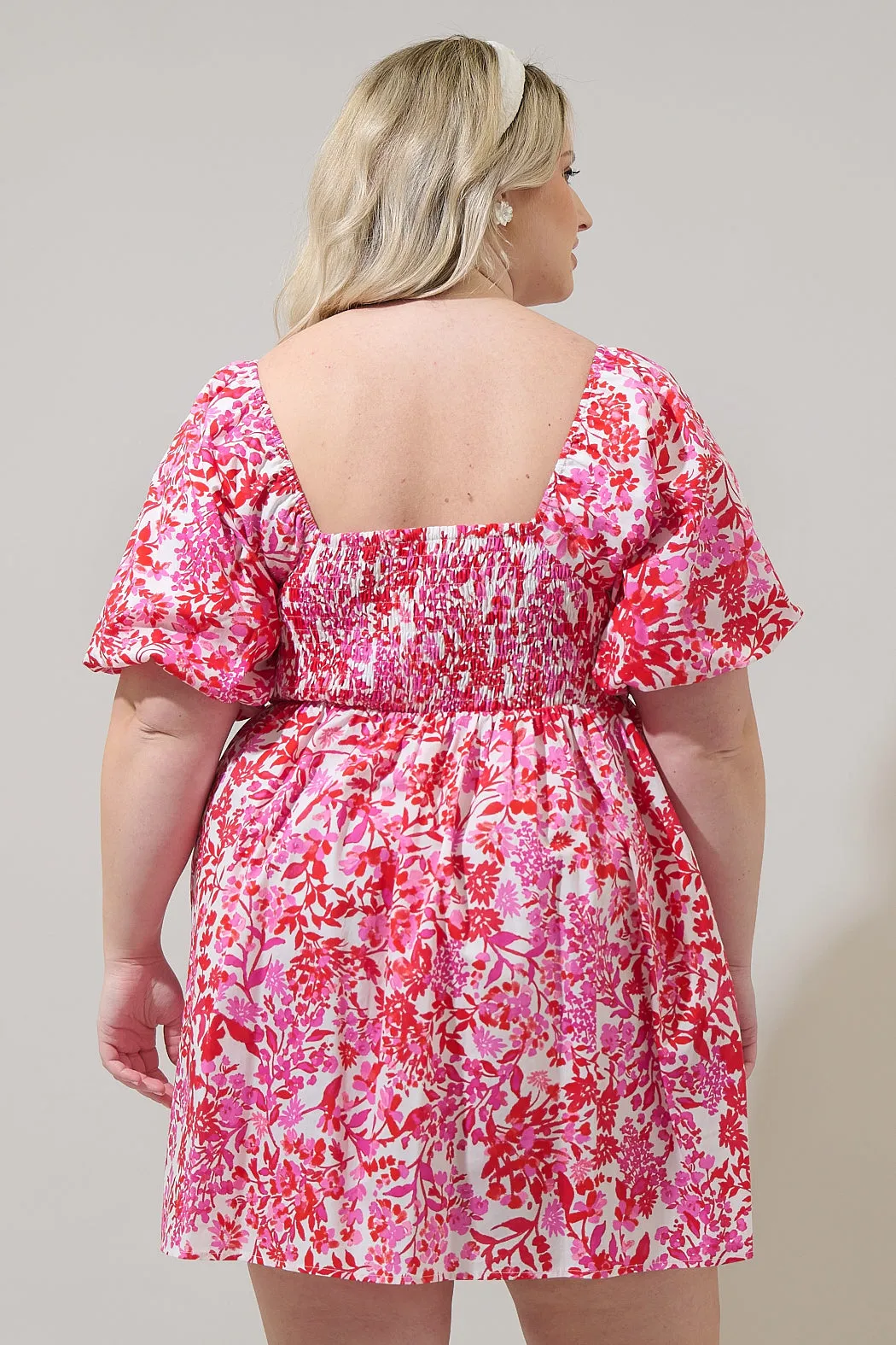 Reidy Floral Samia Smocked Mini Dress Curve sold by Sugarlips product image thumbnail 2