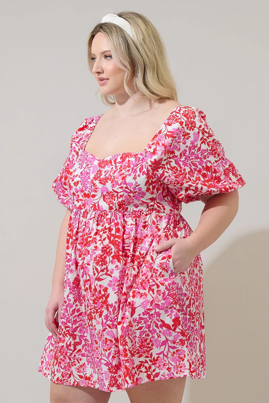 Reidy Floral Samia Smocked Mini Dress Curve sold by Sugarlips product image thumbnail 3