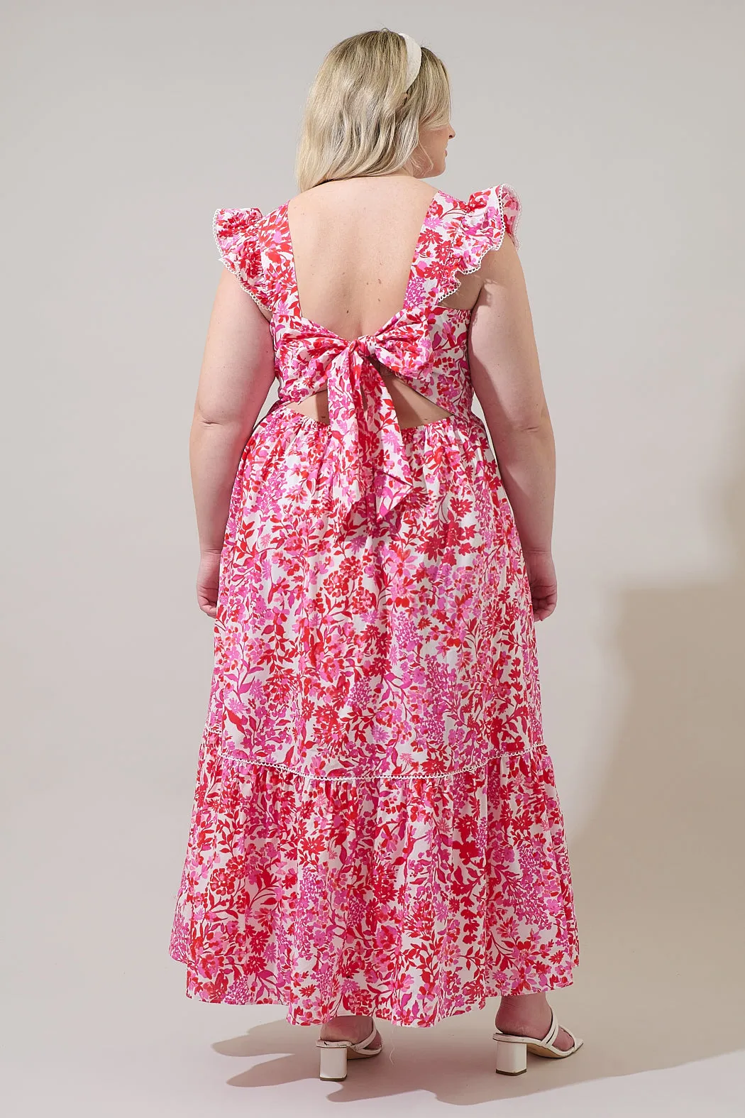 Reidy Floral Mawar Ruffle Maxi Dress Curve sold by Sugarlips product image thumbnail 2