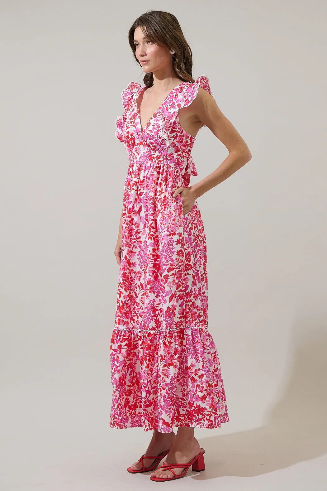 Reidy Floral Mawar Ruffle Maxi Dress sold by Sugarlips product image thumbnail 3