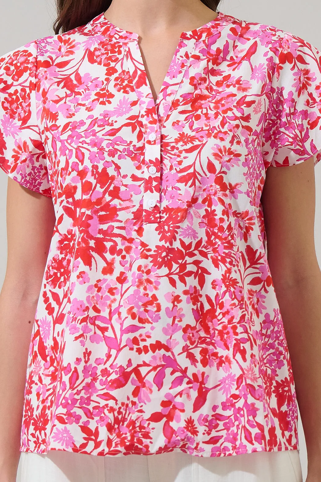 Reidy Floral Cass Flutter Sleeve Top sold by Sugarlips product image thumbnail 5